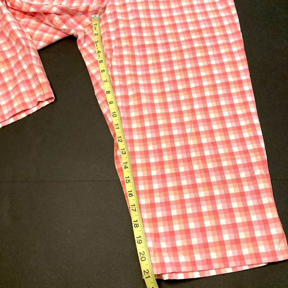 Liz Claiborne Pink Plaid Capri Pants 100% Cotton Womens 16 21" Inseam Vintage - Picture 6 of 7